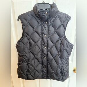 Lands’ End Black Diamond Quilted Goose Down Vest Large